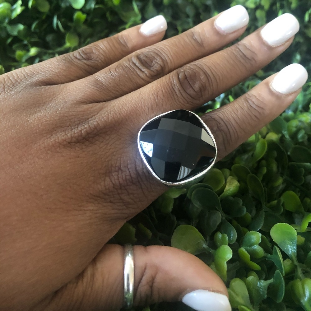 Black Stone Statement Ring - image 2